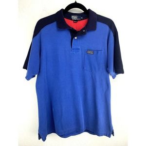 Vintage Polo Ralph Lauren Shirt Sleeve Collared Blue Polo Sport US-67 Size XL